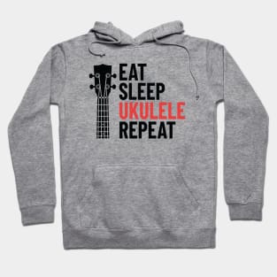 Eat Sleep Ukulele Repeat Ukulele Headstock Light Theme Hoodie